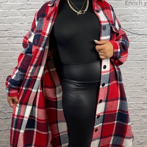 Unishe Plaid Red Shacket‎ - Picture 3 of 9